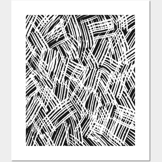 Lines Sketch Mono, White on Black Ink Effect Wall Art by OneThreeSix